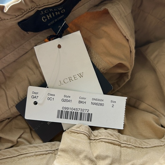 J Crew Crop Ruffle Chino Pant Khaki G2041 Classic Basic Career Sz 2 NEW - Picture 10 of 13